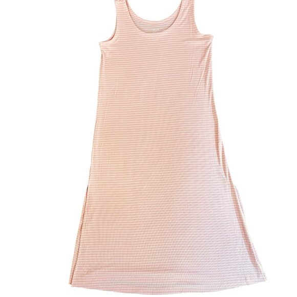 State of Day Pink Striped Ribbed Maxi Dress Sz M OEKO-TEX Cotton S/S 2022 👗✨ - Picture 1 of 6